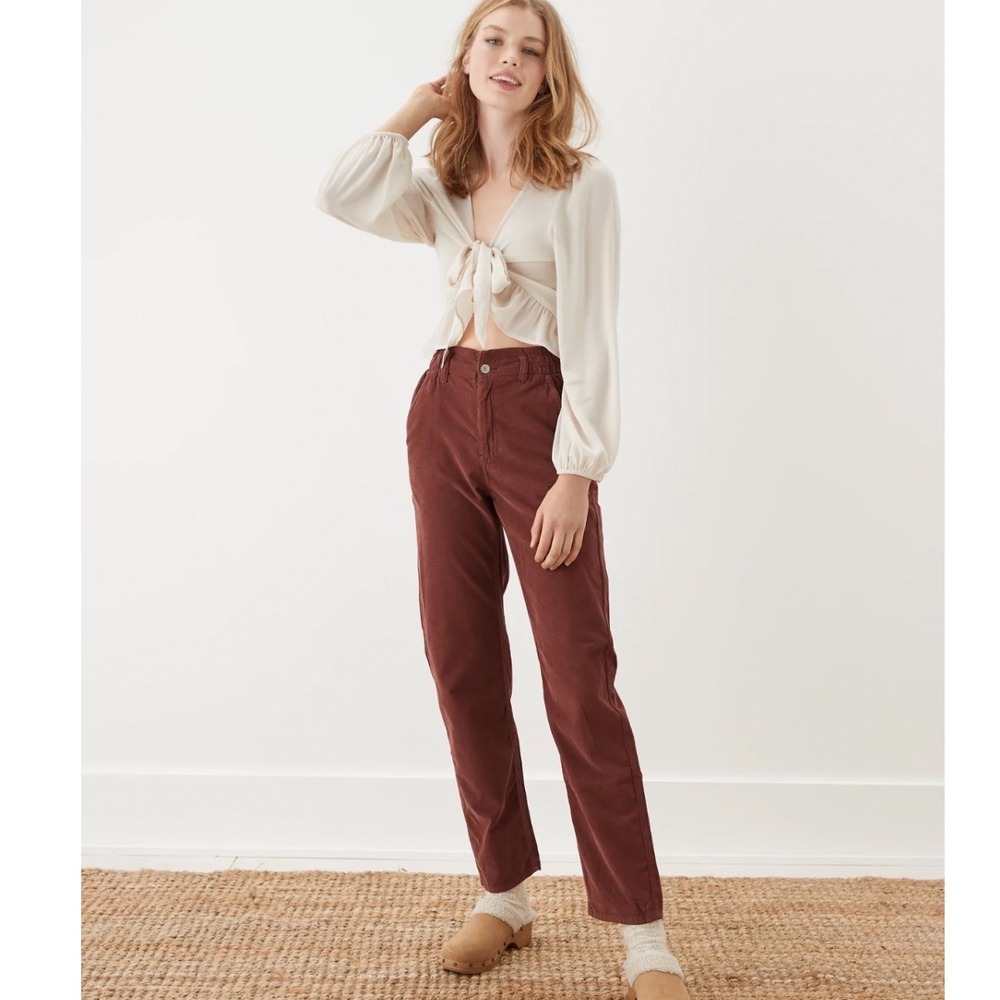 NWT American Eagle Corduroy High Rise Baggy Mom Pants Size 2 Long